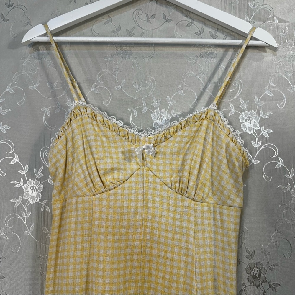 Trixxi Yellow Checkered Spaghetti Strap Dress - Picture 5 of 8